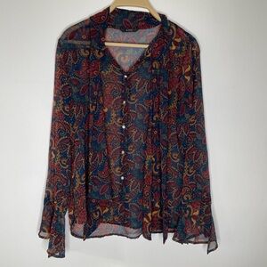 Paisley Print Sheer Blouse